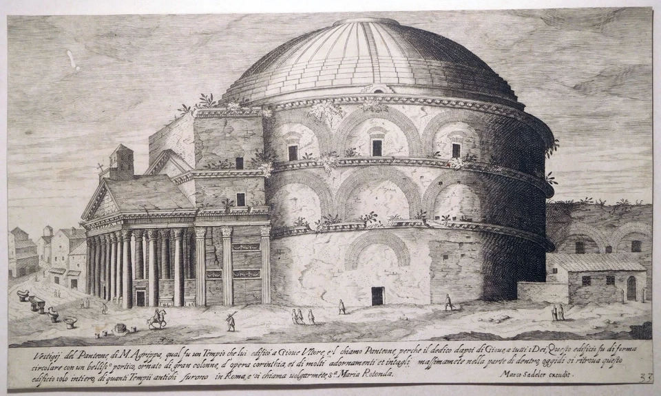 Kupferstich, Pantheon in Rom, Ae. Sadeler, 1606, H 184, Prag - Bild 2 von 4