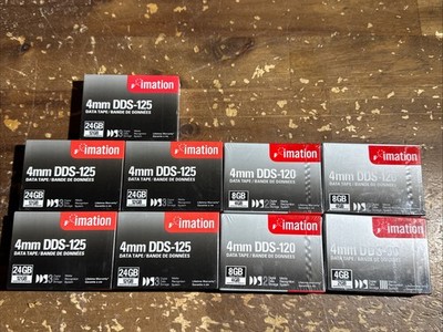 Lot Of 9 Imation DDS-125 4mm Data Tape 24GB/12GB DDS-120 DDS-90 New Sealed