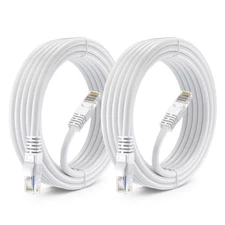 2-Pack 12ft Cat 6 Ethernet Cable High Speed UTP LAN Internet Patch Cord White