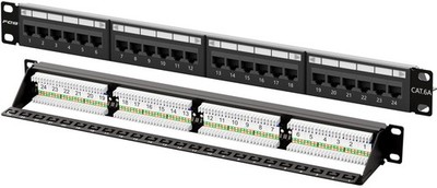 10Gbps Cat6A Patch Panel, 24-Port RJ45 Ethernet Patch Panel for 19'' Rackmount...