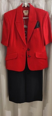 Hermès Paris Vintage Kostüm Gr. 44 Blazer & Rock Made in France   Leinen/Viskose