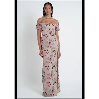 NWT Jenny Yoo Bridesmaid Enchanted Floral Embroidered Off Shoulder Dress -  Sz 8 | eBay