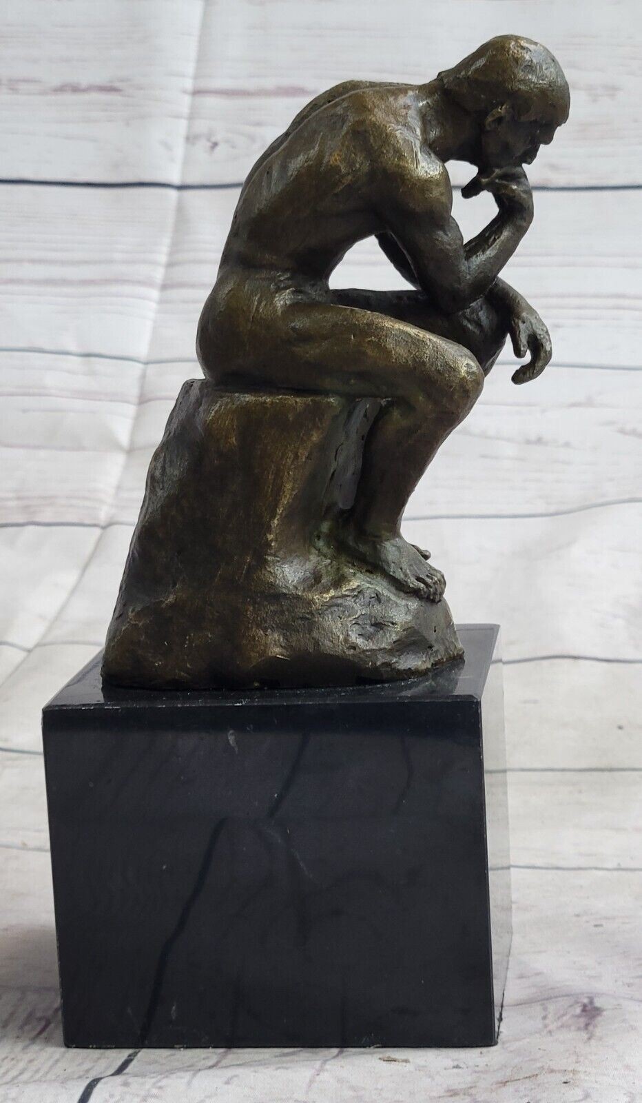 Rodin`s The Thinker Brown Bronze Great Patina Sculpture Home Decor Figurine Sale - Image 4