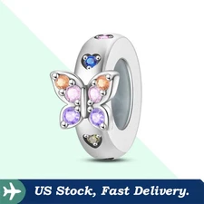 KUNSIR 925 Sterling Silver Butterfly Clip Stopper For Bracelet Bead Spacer Charm