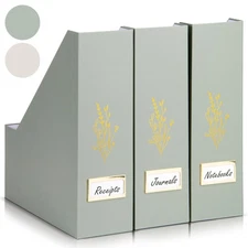 ZICOTO Beautiful Magazine Holder Set Of 3 - Sturdy File to Organize Your Desk