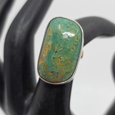 Vintage Navajo Sterling Silver  Green Turquoise Ring Size 5.5