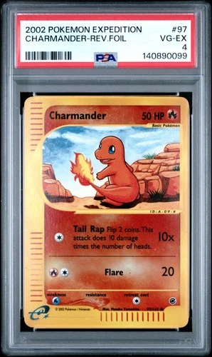 2002 POKEMON EXPEDITION #97 CHARMANDER-REVERSE FOIL PSA 4