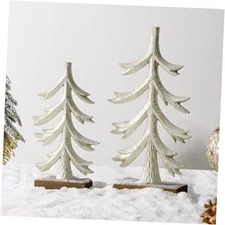Golden Christmas Table Centerpiece, Rustic Resin Figurine Tabletop Tree for 