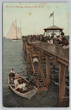 Fishing Pier in Asbury Park New Jersey c1910 Postcard