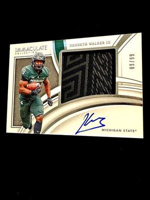 KENNETH WALKER III 2022 IMMACULATE SP ROOKIE HARD AUTOGRAPH JERSEY # MATCH 9/99