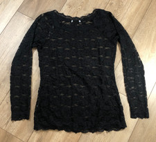 Long Sleeve Lace Black Top Y2K Fairy Whimsigoth Grunge Witchy Sheer Dainty Read