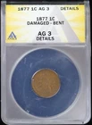 1877 1C Indian Head Cent ANACS AG 3 Details