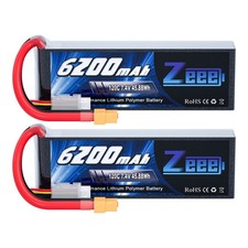 2x Zeee 2S 6200mAh Lipo Battery XT60 7.4V 120C SoftPack for RC Car Truck Tank