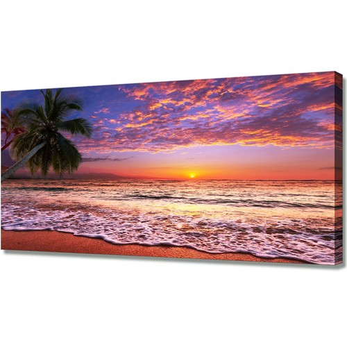 Sunset Beach Large Canvas Wall Art Decor, Seascape Landscape Painting ...