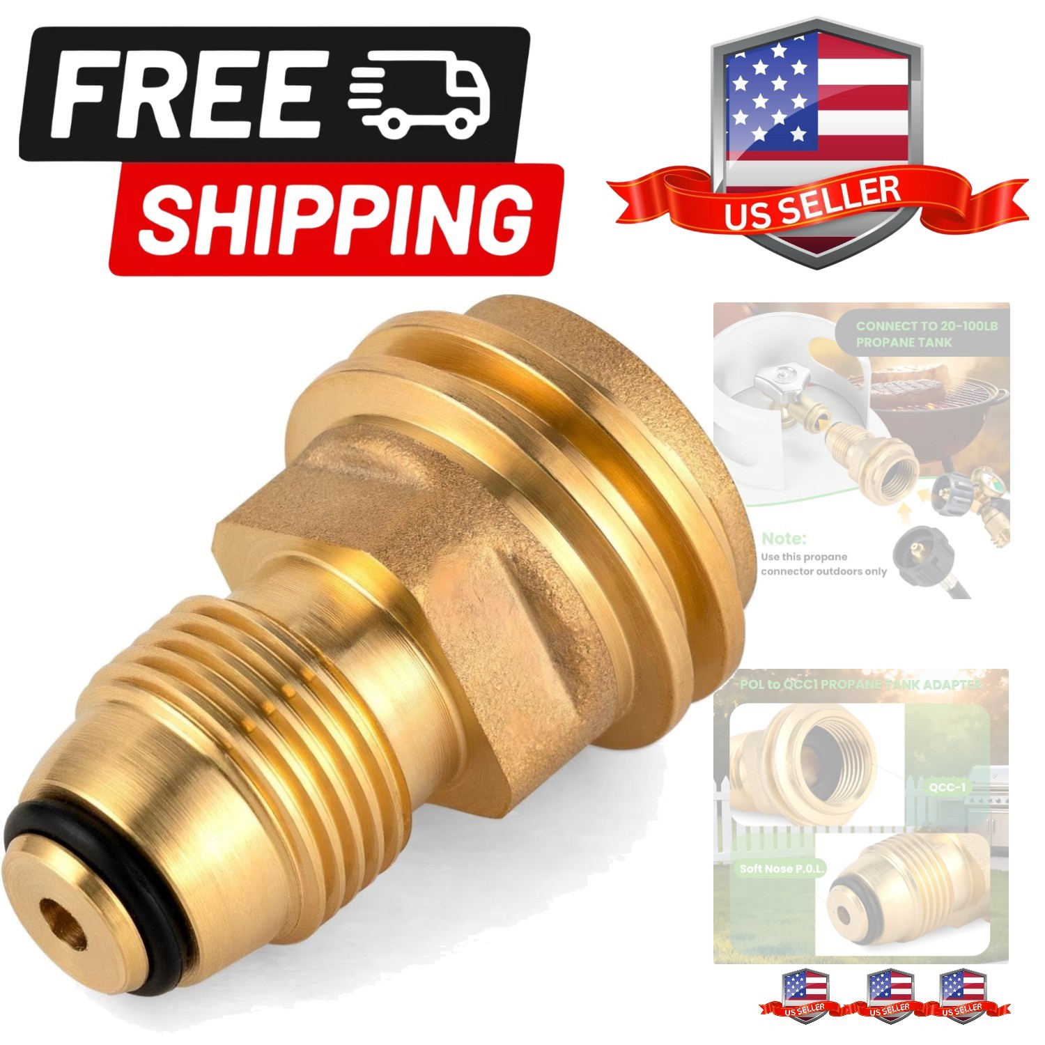 POL to Propane Tank Adapter - Heavy-Duty Solid Brass Propane Converter for LP...