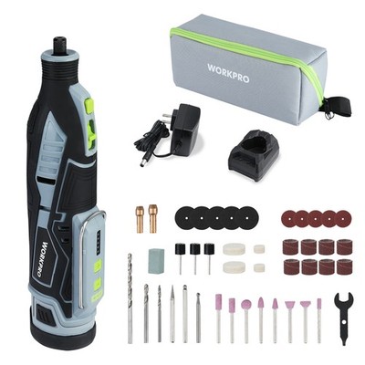 WORKPRO 12V Rechargeable Cordless Rotary Tool Accessories Kits 5 Variable Speeds