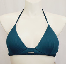 Shade  Shore Size 34B Triangle Bikini Top Green Lightly Lined Ribbed Underwire