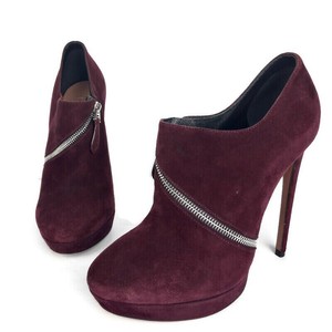 burgundy platform booties