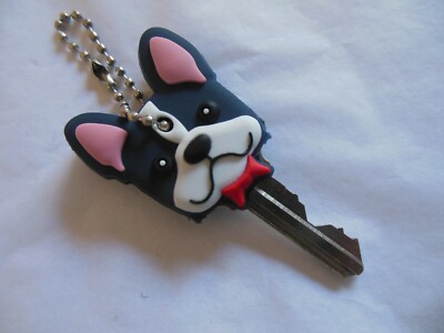 Gray  Puppy   ** Key Cover 3-D keychain *{ soft silicone } ** Free  Shipping