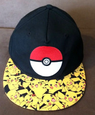 Pokemon Snapback Cap Pikachu Flat Brim Youth Pokeball Adjustable Black Hat