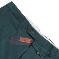 Zanella NWD Dress Pants Size 34 US Devon In Teal Blue Melange 100 Wool