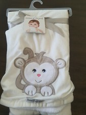 Blankets  Beyond NWT Gray Monkey Baby Blanket Silver Satin Trim Plush Security
