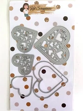 NIP Kat Scrappiness Hearts of Love Shaker Card 6 Piece Die Set