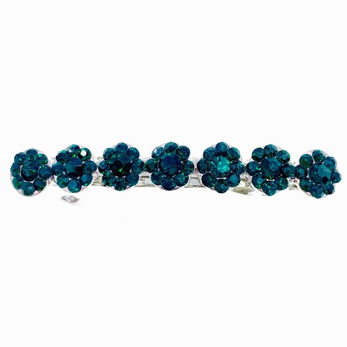USA Glam Simple Flower Barrette Hair Clip Hairpin Rhinestone Crystal 36 Colors - Picture 37 of 40