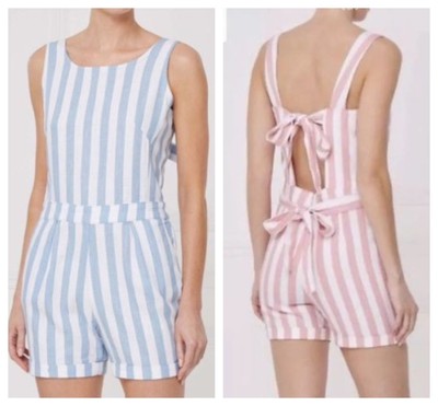 pink and blue striped jumpsuit