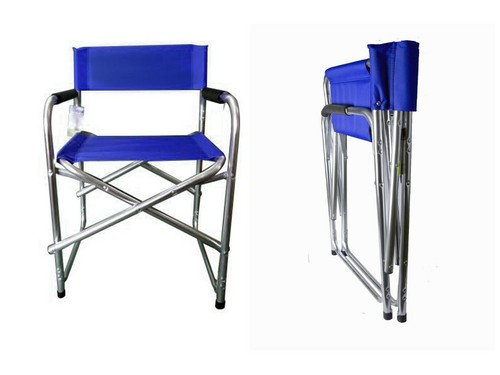 Silla Plegable Aluminio Directores Con Brazos Director Camping Jardín Negro/Azul - Imagen 2 de 8