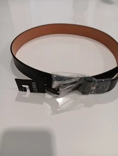 New Lebra Black Genuine Leather Belt Size 34-36 1.5” Wide