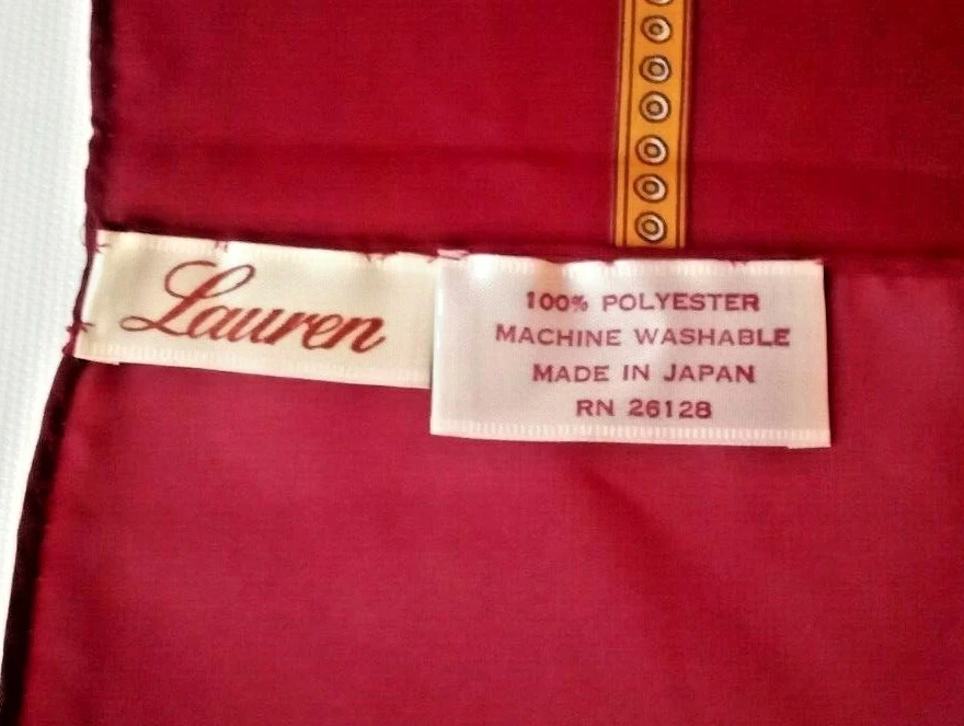 Vintage Rare LAUREN Uni Crest Scarf 46 1/2 x 46 1/2 Made in JAPAN - Image 4 of 4