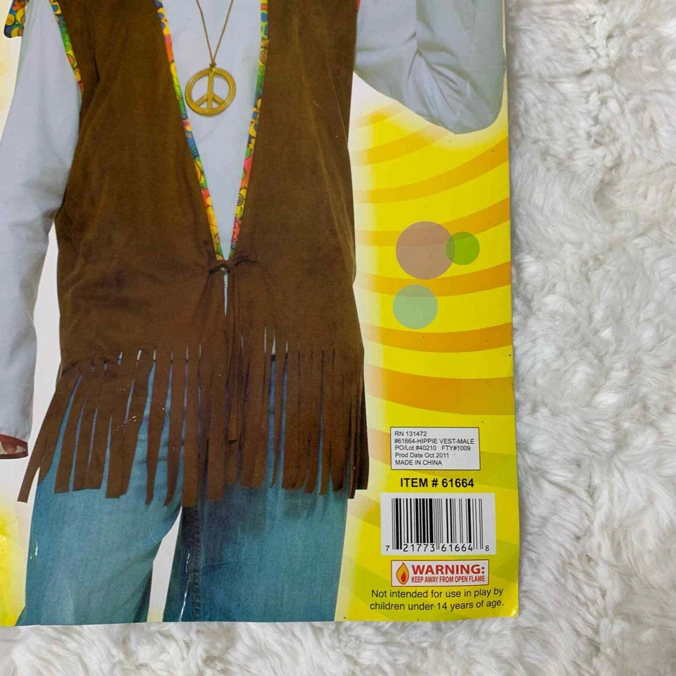Accesorio de Disfraz de Halloween Chaleco Hippie Imitación Gamuza Flecos para Adultos Foto 3 de 4