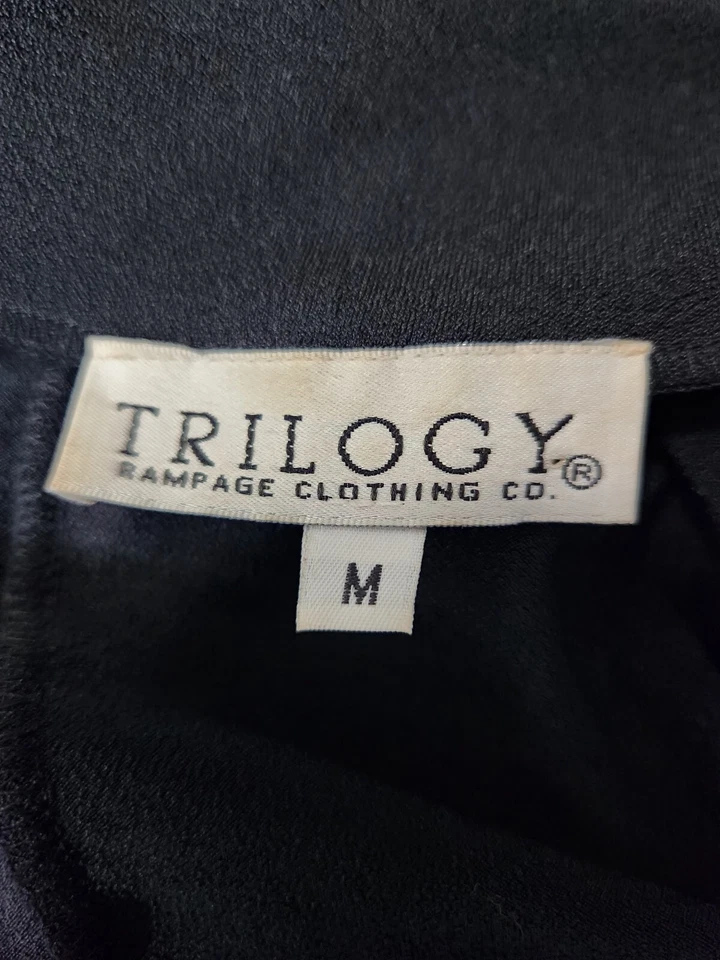 Vtg Trilogy Rampage Clothing Co Black Jumpsuit V-neck Collared FRONT ZIP Size M  - Изображение 4 из 4