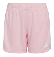 adidas Big Girls' AEROREADY 3-Stripe Pacer Mesh Short, Clear Pink, M 10-12 
