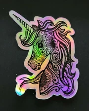 Trendy New Custom Holographic Unicorn Sticker Paisley Design Creative Art 3"x 3"