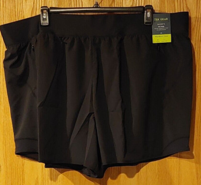 NWT Women's Plus Tek Gear Mid Rise Multi Purpose Workout Shorts 4X Black -4710