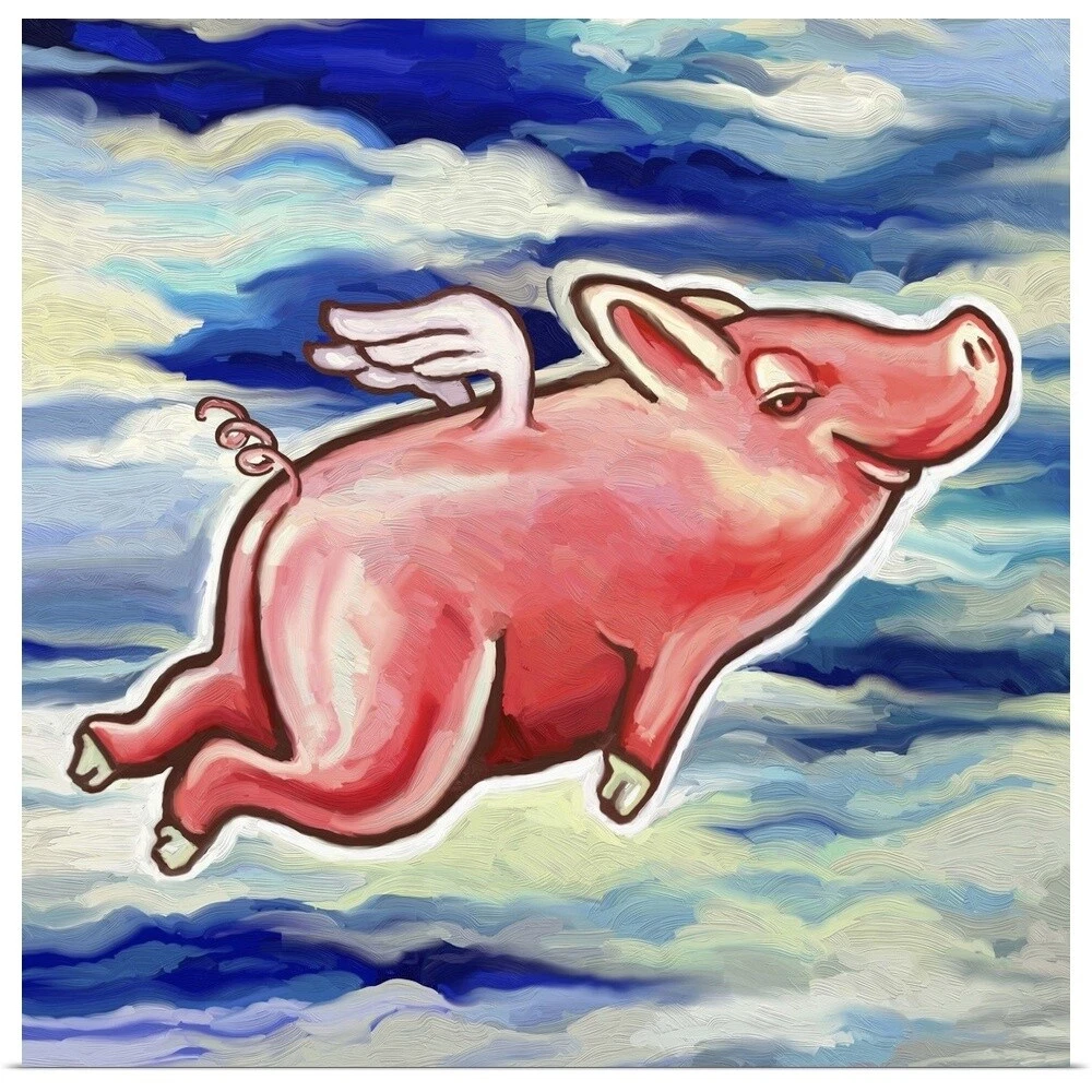 Flying Pig Poster Art Print, Wildlife Home Decor | eBay