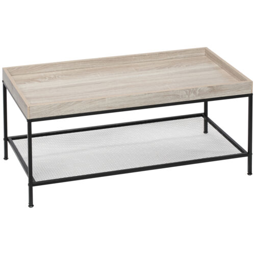Table basse table d'appoint avec bord de table surélevé table basse table de chevet bois naturel - Photo 1/10