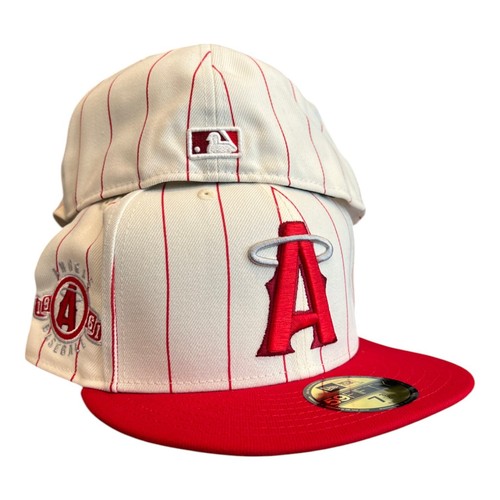 New Era Anaheim Angels Throwback Pinstripe 59FIFTY Fitted Hat Cap Size 7 3/4 - Picture 9 of 9