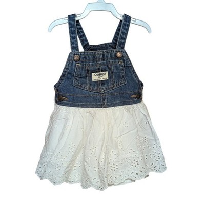 OshKosh B'Gosh Denim and Lace Overall Dress Size 9 Mos