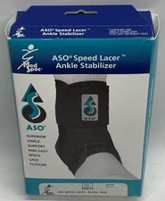Med Spec ASO Speed Lacer Ankle Stabilizer Support 223614, Black, Size Medium