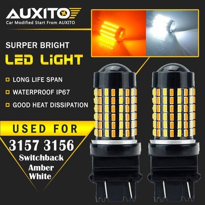 2X 3157 3757NA 4157 Dual Color Switchback LED Turn Signal Parking Light Bulb EA
