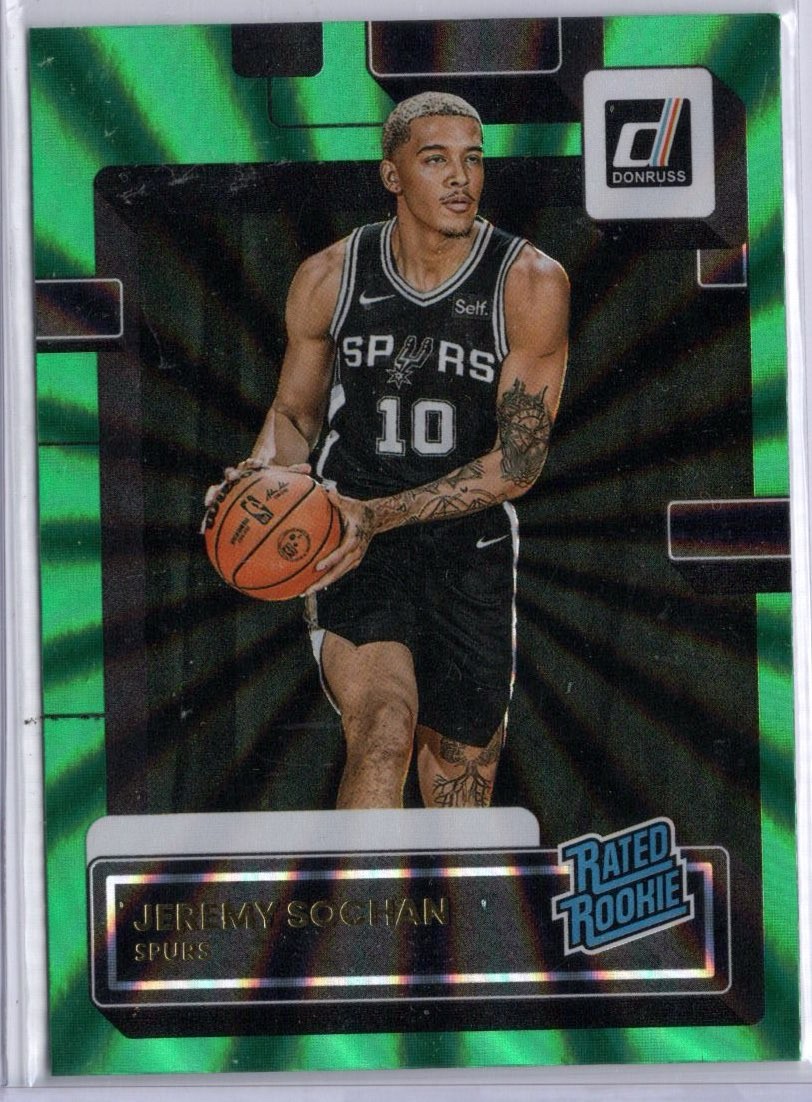 2022-23 Panini Donruss - Rated Rookie Jeremy Sochan #209 Holo Green Laser (RC)
