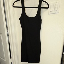 Love Tree Black Solid Knit Bodycon Mini Dress Scoop Neck Sleeveless Size M