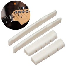 2 Sets 4 Pcs 6 String Acoustic Guitar Bone Bridge Saddle 72Mm and Nut 43Mm Cow B