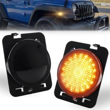 Front Fender LED Side Marker Wrangler JK 2007-2019 Smoked Lens Amber Light