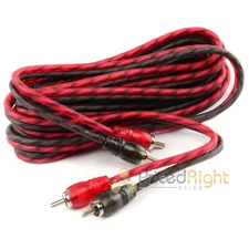 DS18 12 ft 2 Channel Shielded Twisted Interconnect RCA Audio Cable Amp Cables