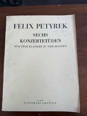 Sheet Music Two Pianos Four Hands (2P4H) Felix Petyrek Sechs Konzertetuden