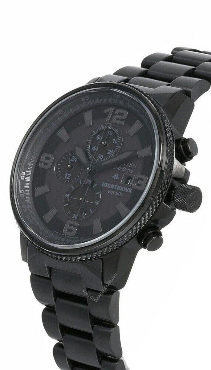 CITIZEN Nighthawk Chronograph 42 MM Black SS Men's Watch CA0295